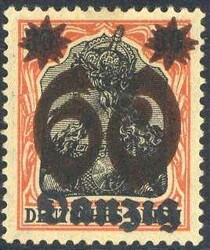 60 auf 30 Pf. Germania mit Aufdruck 1920, mit gleich starkem ...