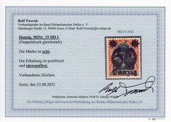 60 auf 30 Pf. Germania mit Aufdruck 1920, mit gleich starkem ...