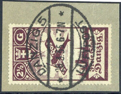 2 1/2 G. Flugpostmarke 1924, ohne Unterdruck, mit idealem Vollstpl. ...