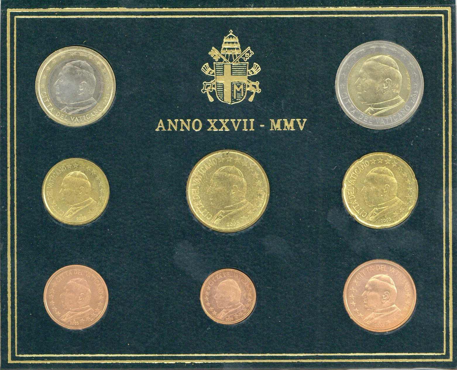 Vatikan: Kursmünzensatz 2006, im Original-Folder, in st.-Ausführung ...