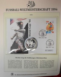 Fußball WM 1994: die offizielle Briefmarken-Slg. mit Einzelmarken, ...
