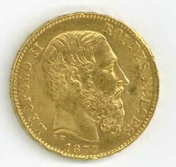 Belgien: 1877, 20 Fr. Leopold II., kl. Rf., ss.Automatically ...