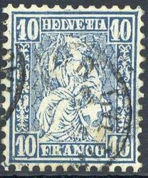 10 C. Sitzende Helvetia 1862, in Doppelprägung, eine davon ...