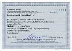 20 Pf. 100 Jahre deustche Briefmarken 1949, im waager. Paar, die ...