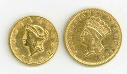 USA: 1851, Dollar und 1862, Liberty- bzw. Indian Head, ss ...