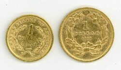 USA: 1851, Dollar und 1862, Liberty- bzw. Indian Head, ss ...