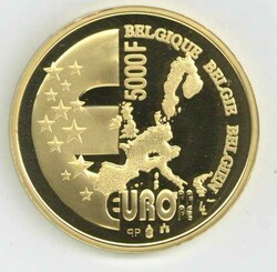 Belgien: 2001, 5000 Fr. Europa auf dem Stier, gekapselt, PP.