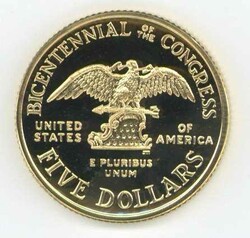 USA: 1989, 5 Dollar Kongress (KM 226.), gekapselt, PP.Automatically ...