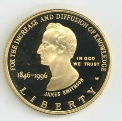 USA: 1996, 5 Dollar Smithsonian (KM 277.), im entspr. Etui, PP ...