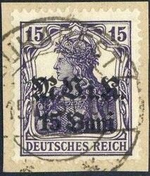 15 B. Aufdruckmarke 1917, in a.-Farbe, ideal mit Voll-Stpl. auf ...