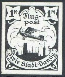 1 Mark Flugpostmarke 1921, als Probedruck 2., ungummiert wie ...