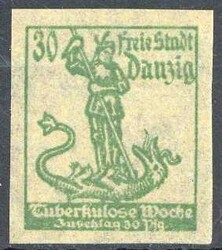 30 Pf. Tuberkulose 1921, als ungummierter Phasendruck der ...