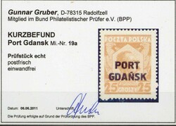 25 Gr. Aufdruckmarke 1928, in a.-Farbe, tadellos postfrisch, sig., ...
