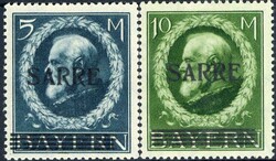 Bayern-Sarre 1920, sauber ungebraucht, zwei Werte sig., der Satz mit ...