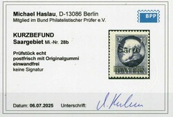 2 Mark Bayern-Sarre 1920, in b.-Farbe, tadellos postfrisch, unsig., ...