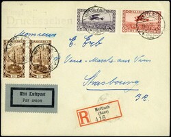 Flugpostmarken-Satz 1928, mit ZF waager. Paar Mi.-Nr. 108. auf R ...