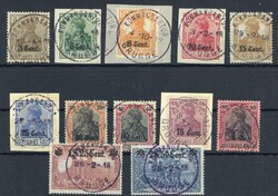 Aufdruckmarken-Satz 1916, jew. sauber, einheitl. gest. 'Kommandantur ...