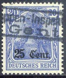 20 Pf. Aufdruckmarke 1915, in aII.-Type, mit Zwischenraum-Abart, ...