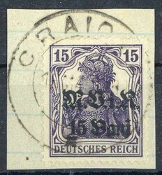 15 B. Aufdruckmarke 1917, in a.-Farbe, ideal gest. auf Briefstück, ...