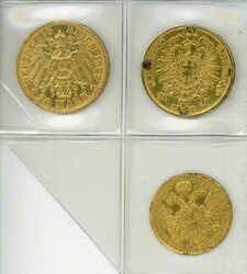 Preussen: 20 Mark 1873 B, Wilhelm I. und 1899 A, Wilhelm II., dazu ...