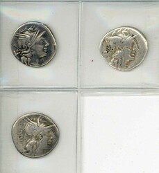 Rom Republik: Lot von drei Denaren, jew. vs. Roma-Kopf mit ...