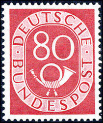 Posthorn kplt., postfrisch, 50 Pf Haftspur, gepr. Schlegel BPP, 60, ...