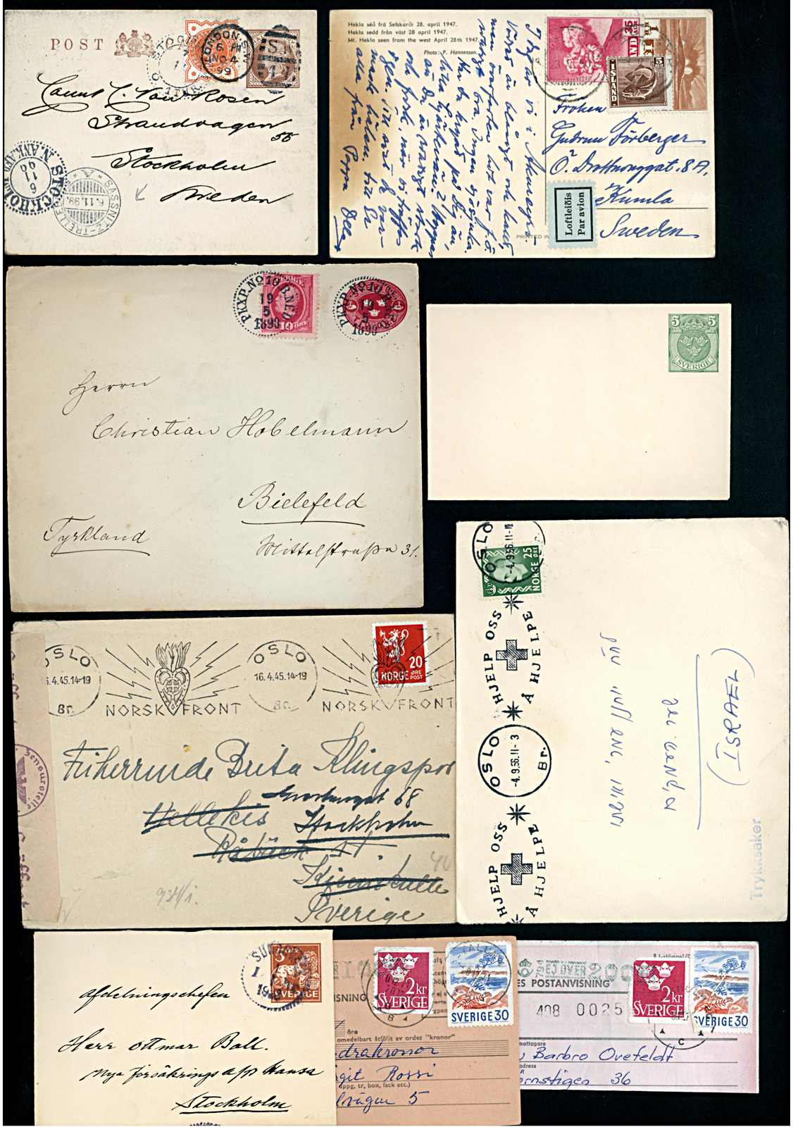 SCHWEDEN, NORWEGEN und ISLAND 1898 bis 1956. Ca. 30 Belege mit teils ...