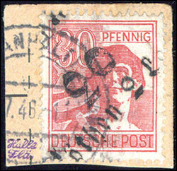 Köthen 2 Land, Type 3d. 30 Pf auf Paketkartenausschnitt, gepr. Dr. ...