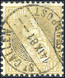 1 Fr gold, üblich gezähnt, gestempelt ST. GLLEN 14.IX.81, gepr. ...