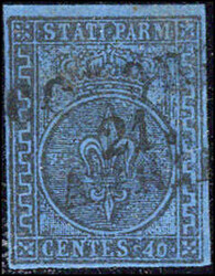 40 C blau, einmal breitrandig auf Briefstück mit zentrischem PD-St., ...