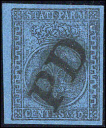 40 C blau, einmal breitrandig auf Briefstück mit zentrischem PD-St., ...