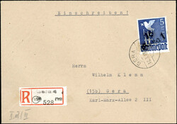 Gera 1, Type 44b. 5 M Taube auf überfrankiertem Sammlerbrief, ...