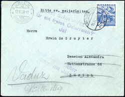 60 Gr Auslandsbrief ab WIEN 117 10.3.38 nach ZÜRICH, nachgesandt ...