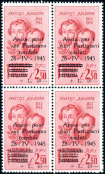 Fratelli Bandiera 1944 im Viererblock kplt., je mit Aufdruck "Aoste ...