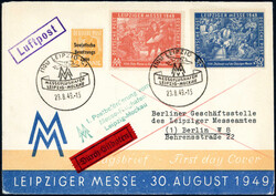 Frühjahrsmesse 1949 kplt. in MiF mit Nr. 191 auf Eil-Luftpostbrief ...