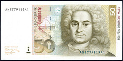 50 Deutsche Mark vom 1. August 1991, unten kleiner Zählkniff, ...
