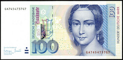 100 Deutsche Mark vom 2. Januar 1996, oben kleiner Zählkniff, ...