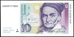 10 Deutsche Mark vom 1. September 1999, Serien-Nr. GN, GS, GU und ...