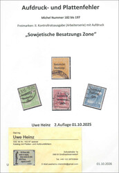 Uwe Heinz. SBZ "Aufdruck- und Plattenfehler", Eigenverlag 2025, 196 ...