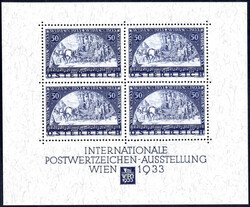 WIPA-Block 1933 mit Umschlag, postfrisch, am Oberrand übliche kleine ...