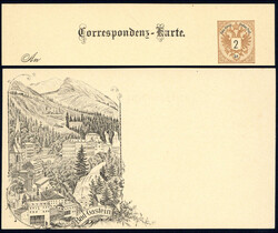 2 Kr-GA mit privatem Zudruck als Ak-Vorläufer "Bad Gastein", ...