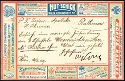 5 H Anzeigen-Postkarte (Serie 25), gestempelt WIEN 14.VI.1909, ...