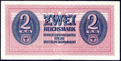 Behelfszahlungsmittel der Wehrmacht. 2 Reichsmark o. D. und o. KN., ...