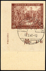 24 + 26 Pf gezähnt L 13 1/4 : 13 aus linker unterer Bogenecke mit DV ...