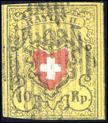 10 Rp ohne Linieneinfassung, unten etwas angeschnitten, RautenSt., ...