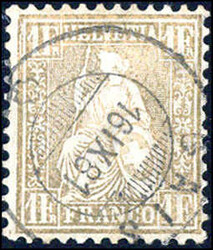 1 Fr goldbronze, Marke etwas unfrisch, gestempelt, gepr. ...