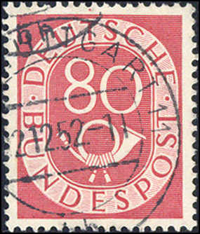 80 Pfg mit PF "farbiges Dreieck im Markenrand über T von DEUTSCHE", ...