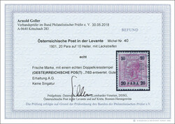 20 Pa auf 10 H mit Lackstreifen, gestemplt (OESTE)REICHISCHE POST, ...