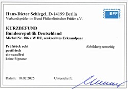 25 Pf im senkrechten Eckrandpaar mit DZ 4, postfrisch, Kurzbefund vom ...