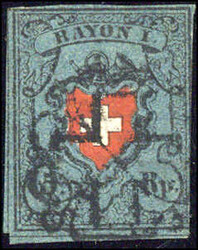 5 Rp. mit Linieneinfassung, farbfrisch, rechts angeschnitten, ...